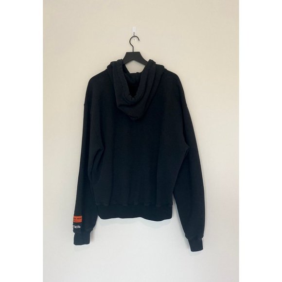 Heron Preston Hoodie Men's Large Black Spray Globe HP Luxury Designer Oversized - Picture 6 of 6